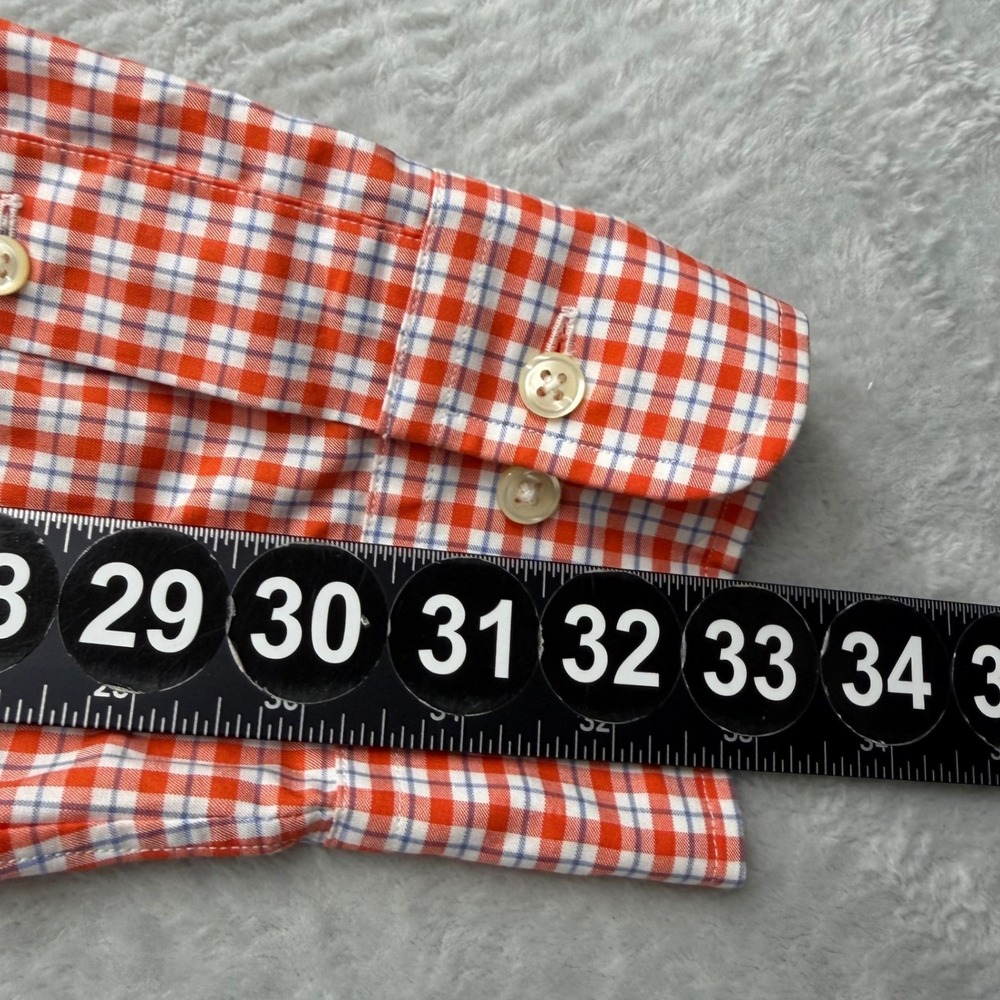 Polo Ralph Lauren Shirt Mens 15.5 Medium Orange Long Sleeve Regent Classic Plaid - Picture 6 of 10